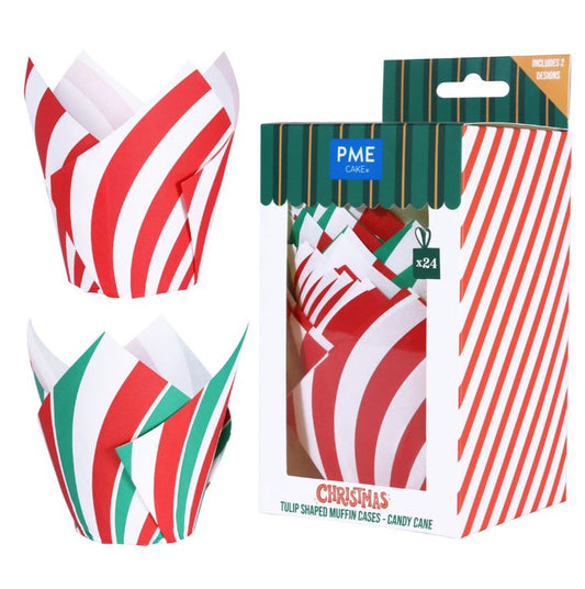 Karácsonyi tulipán muffin papír - Candy Cane, PME