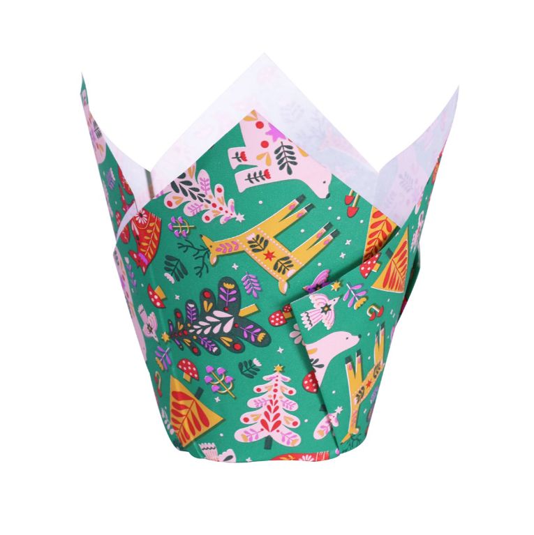 Karácsonyi tulipán muffin papír - Varázslat, PME