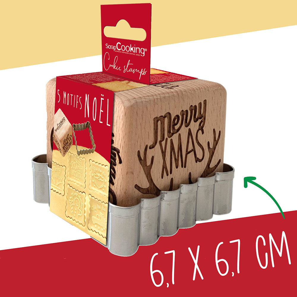 Fából készült karácsonyi kekszpecsét kiszúróval, Scrap Cooking