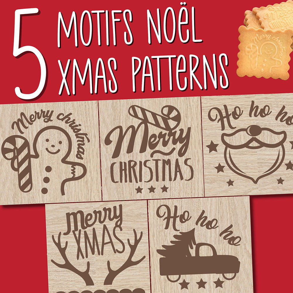 Fából készült karácsonyi kekszpecsét kiszúróval, Scrap Cooking