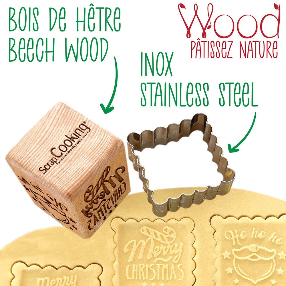 Fából készült karácsonyi kekszpecsét kiszúróval, Scrap Cooking