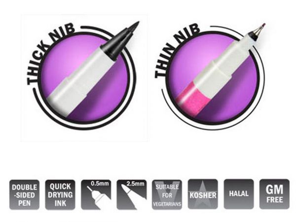 Kétvégű ételfestékes filctoll, Rainbow Dust fekete