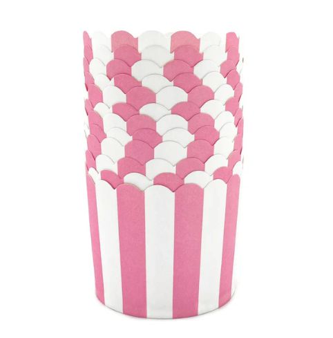 Muffin papír rózsaszín-fehér csíkos